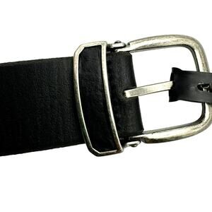 INC | NWT Men's Large 38-40 Black Genuine Leather Western Silver Buckle Belt NEW